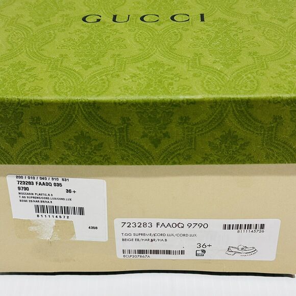 Gucci Women US 6.5 Platform Loafers Beige GG Monogram Horsebit Shoes NIB $1,150 - Picture 12 of 13
